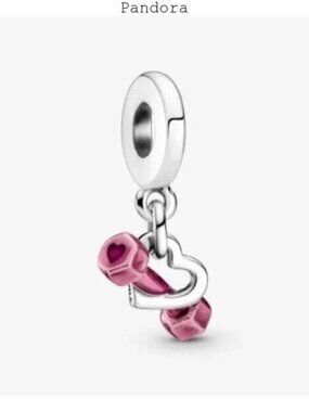 Pandora Dumbbell & Heart Dangle Charm